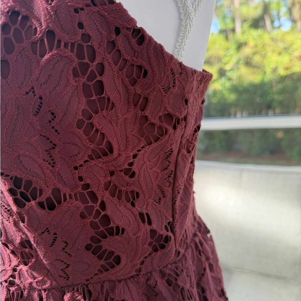 Charlotte Russe Burgundy Lace Mini Dress- Size M - Picture 3 of 7